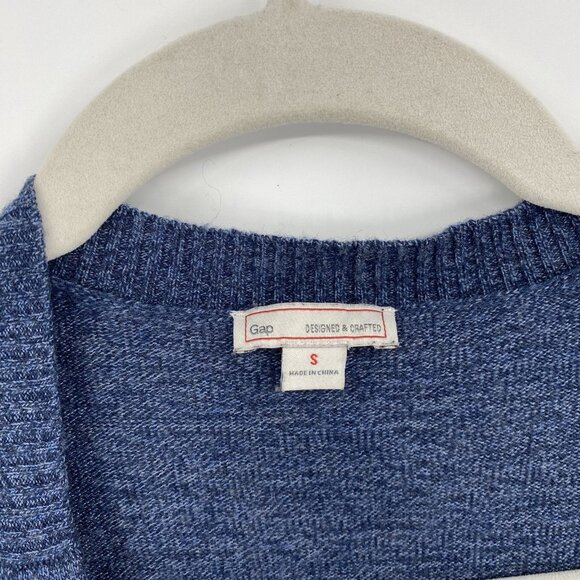 Gap Size Small Denim Blue Heather Long Cardigan Wool Blend V-Neck Button Front - Picture 5 of 11